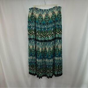 NWOT Bohemian Green and Blue Patterned Skirt